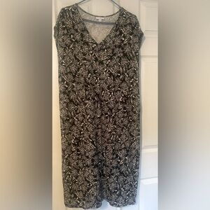 J Jill Dress Relaxed Fit  Size Medium Petite Cottagecore Floral V Neck Maxi